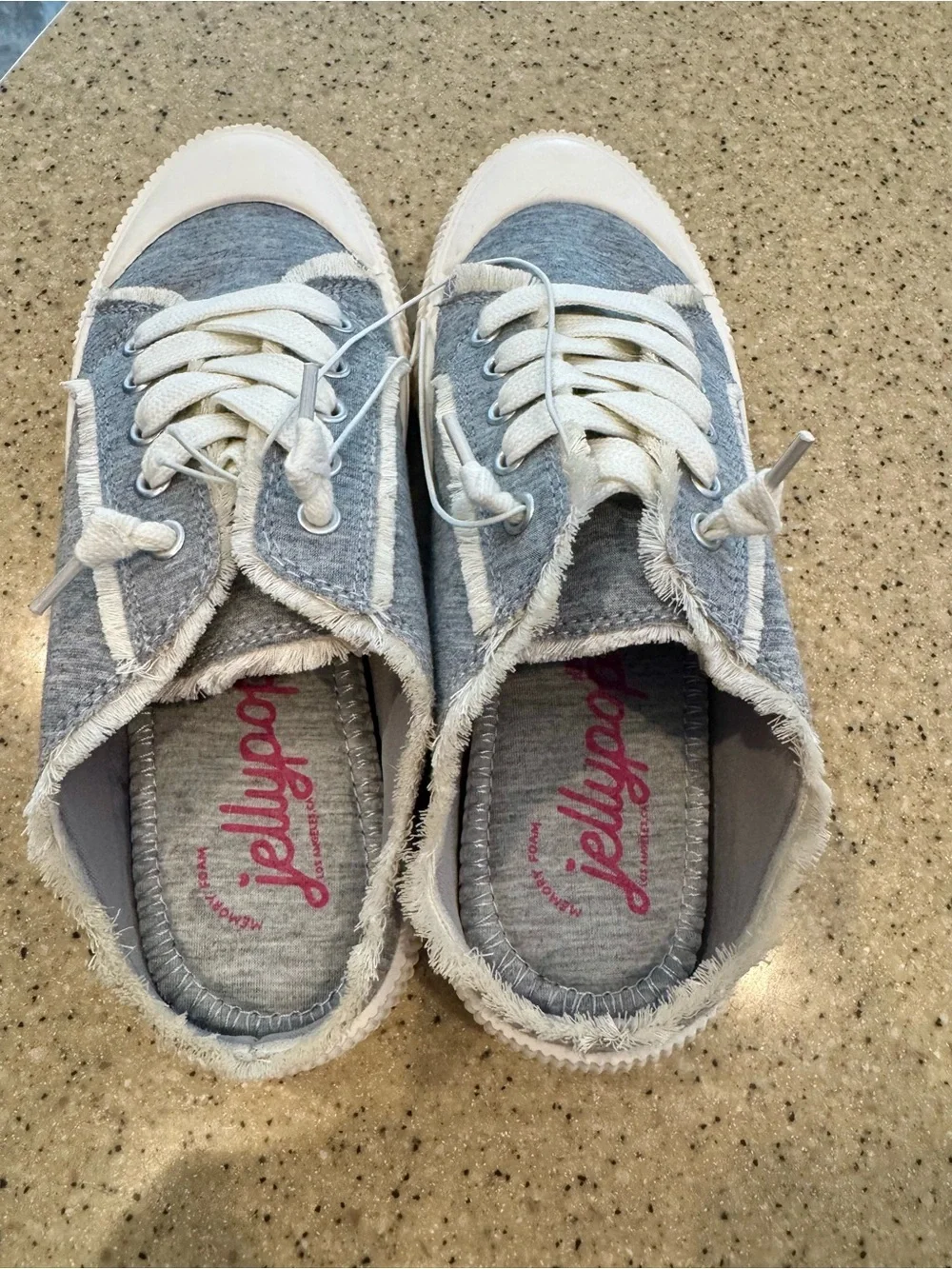 Jellypop Gray and White Women's Slip-in Lace-Up Sneakers